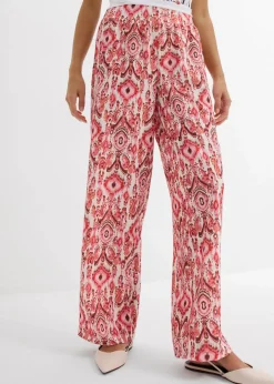 bonprix Bekleidung·Kleider|Hosen^Schlupfhose aus strukturiertem Crêpe weiß/rot bedruckt