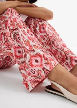 bonprix Bekleidung·Kleider|Hosen^Schlupfhose aus strukturiertem Crêpe weiß/rot bedruckt