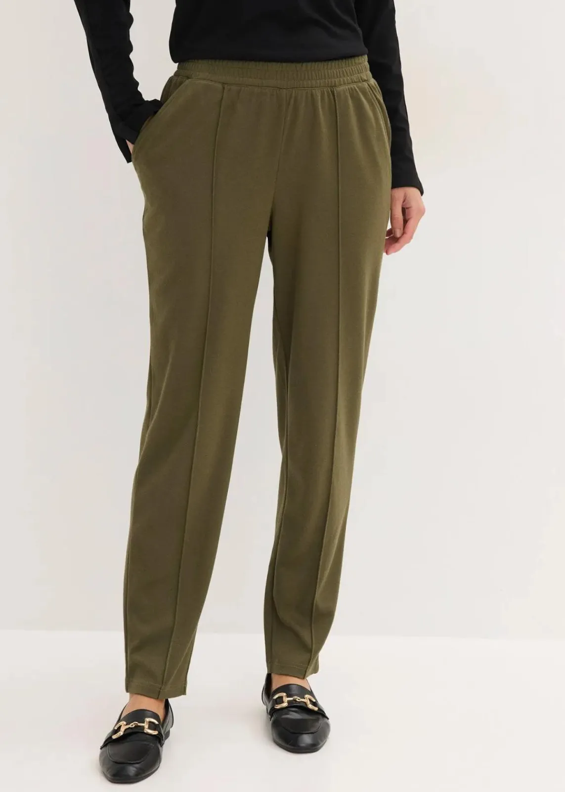 bonprix Bekleidung·Kleider|Hosen^Schlupfhose mit Biese dunkeloliv