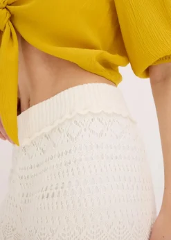bonprix Hosen|Bekleidung·Kleider^Schlupfhose mit Lochstrickmuster wollweiß