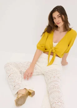 bonprix Hosen|Bekleidung·Kleider^Schlupfhose mit Lochstrickmuster wollweiß