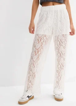 bonprix Hosen^Schlupfhose mit Spitze weiß