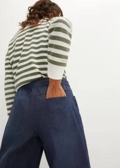 bonprix Kurzgrößen|Bekleidung·Shirts & Tops^Schlupfjeans, Straight hellblau denim+dunkelblau denim used