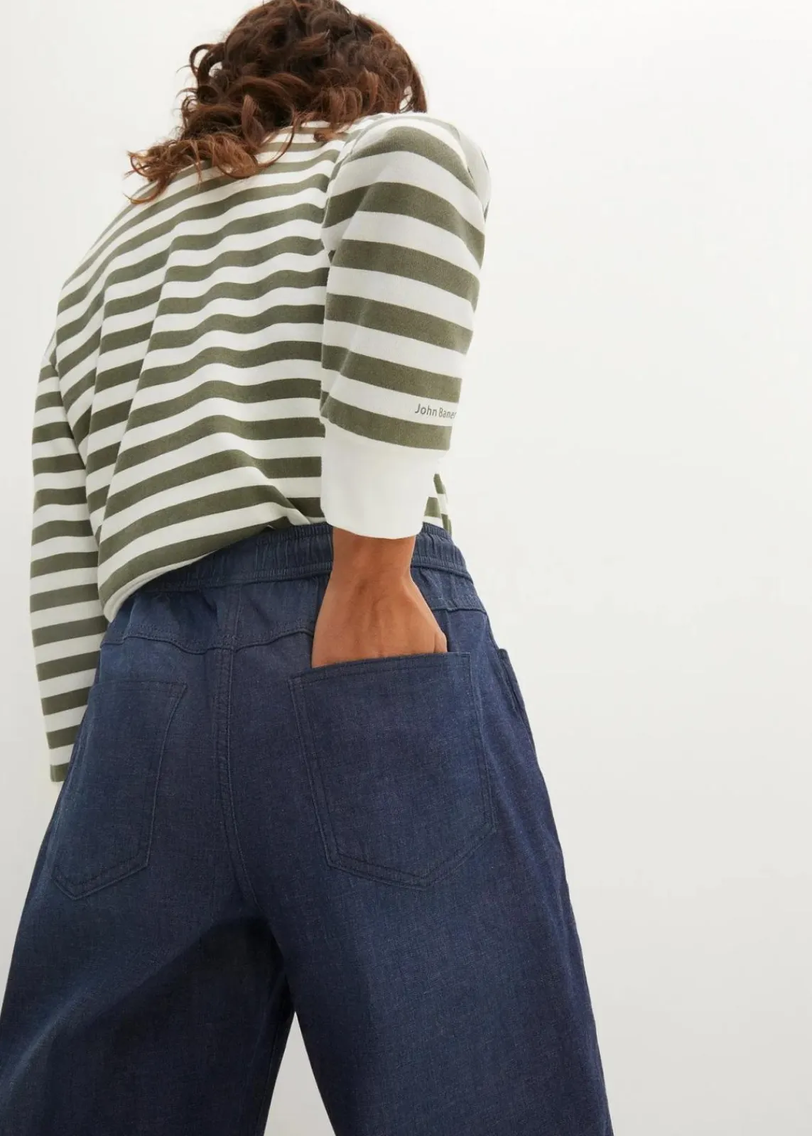bonprix Kurzgrößen|Bekleidung·Shirts & Tops^Schlupfjeans, Straight hellblau denim+dunkelblau denim used