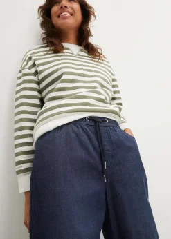 bonprix Kurzgrößen|Bekleidung·Shirts & Tops^Schlupfjeans, Straight hellblau denim+dunkelblau denim used