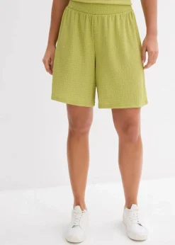 bonprix Bekleidung·Outdoorbekleidung|Bekleidung·Kleider^Schlupf-Shorts aus Borkencrepe mattpistazie