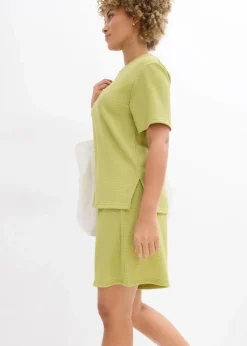 bonprix Bekleidung·Outdoorbekleidung|Bekleidung·Kleider^Schlupf-Shorts aus Borkencrepe mattpistazie