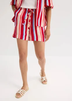 bonprix Bekleidung·Outdoorbekleidung|Bekleidung·Kleider^Schlupf-Shorts aus feiner Viskose mohnrot/helllachs/weiß gestreift