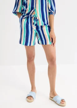 bonprix Nachhaltigere Materialien|Hosen^Schlupf-Shorts aus feiner Viskose arktikblau/hellblau/weiß gestreift
