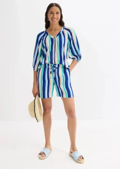 bonprix Nachhaltigere Materialien|Hosen^Schlupf-Shorts aus feiner Viskose arktikblau/hellblau/weiß gestreift