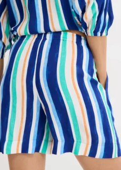 bonprix Nachhaltigere Materialien|Hosen^Schlupf-Shorts aus feiner Viskose arktikblau/hellblau/weiß gestreift