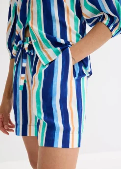 bonprix Nachhaltigere Materialien|Hosen^Schlupf-Shorts aus feiner Viskose arktikblau/hellblau/weiß gestreift