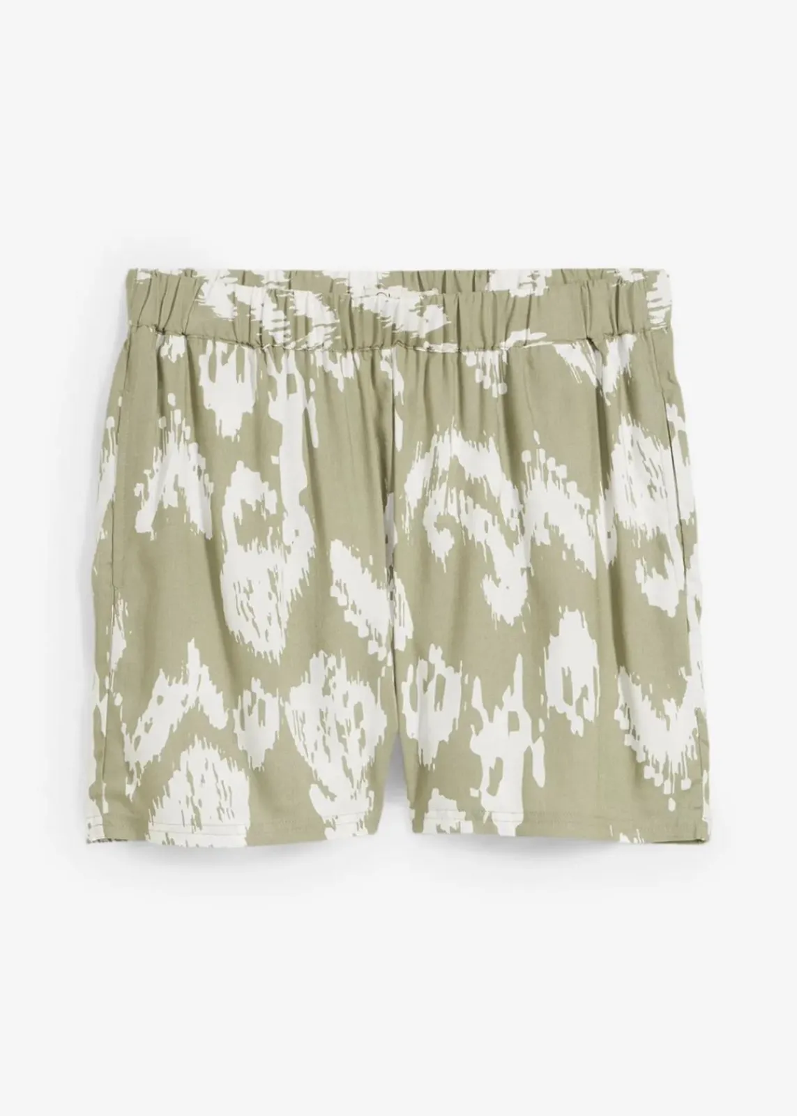 bonprix Nachhaltigere Materialien|Hosen^Schlupf-Shorts aus fließender Viskose seegras/wollweiß bedruckt