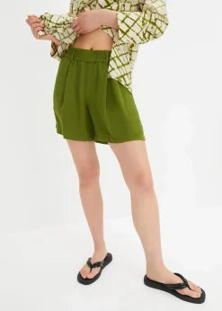 bonprix Bekleidung·Outdoorbekleidung|Bekleidung·Kleider^Schlupf-Shorts aus luftigem Crêpe dunkelmoos