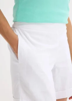 bonprix Shorts|Hosen^Schlupf-Shorts aus luftigem Leinen-Mix weiß