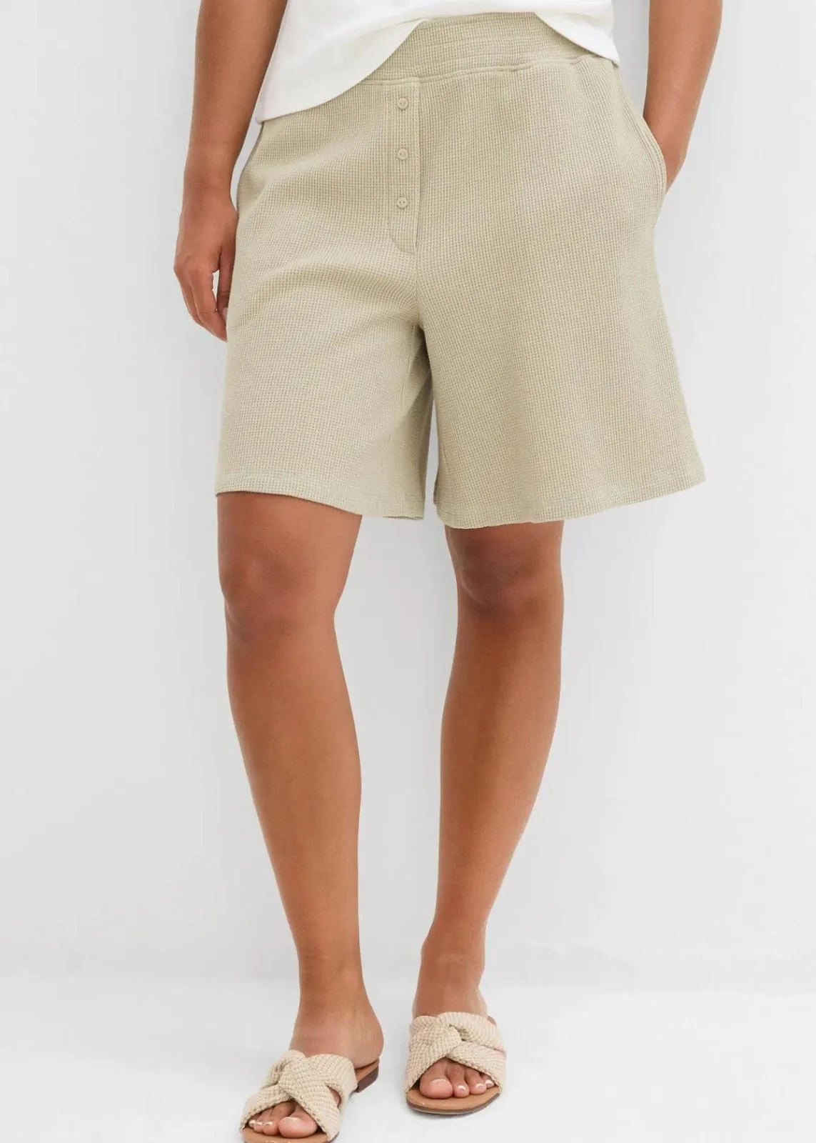 bonprix Hosen|Zweiteiler & Sets^Schlupf-Shorts aus reiner Baumwolle mattschilf