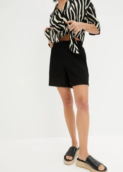 bonprix Bekleidung·Outdoorbekleidung|Bekleidung·Kleider^Schlupf-Shorts mit hohem Bund aus Strukturjersey schwarz