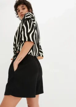 bonprix Bekleidung·Outdoorbekleidung|Bekleidung·Kleider^Schlupf-Shorts mit hohem Bund aus Strukturjersey schwarz