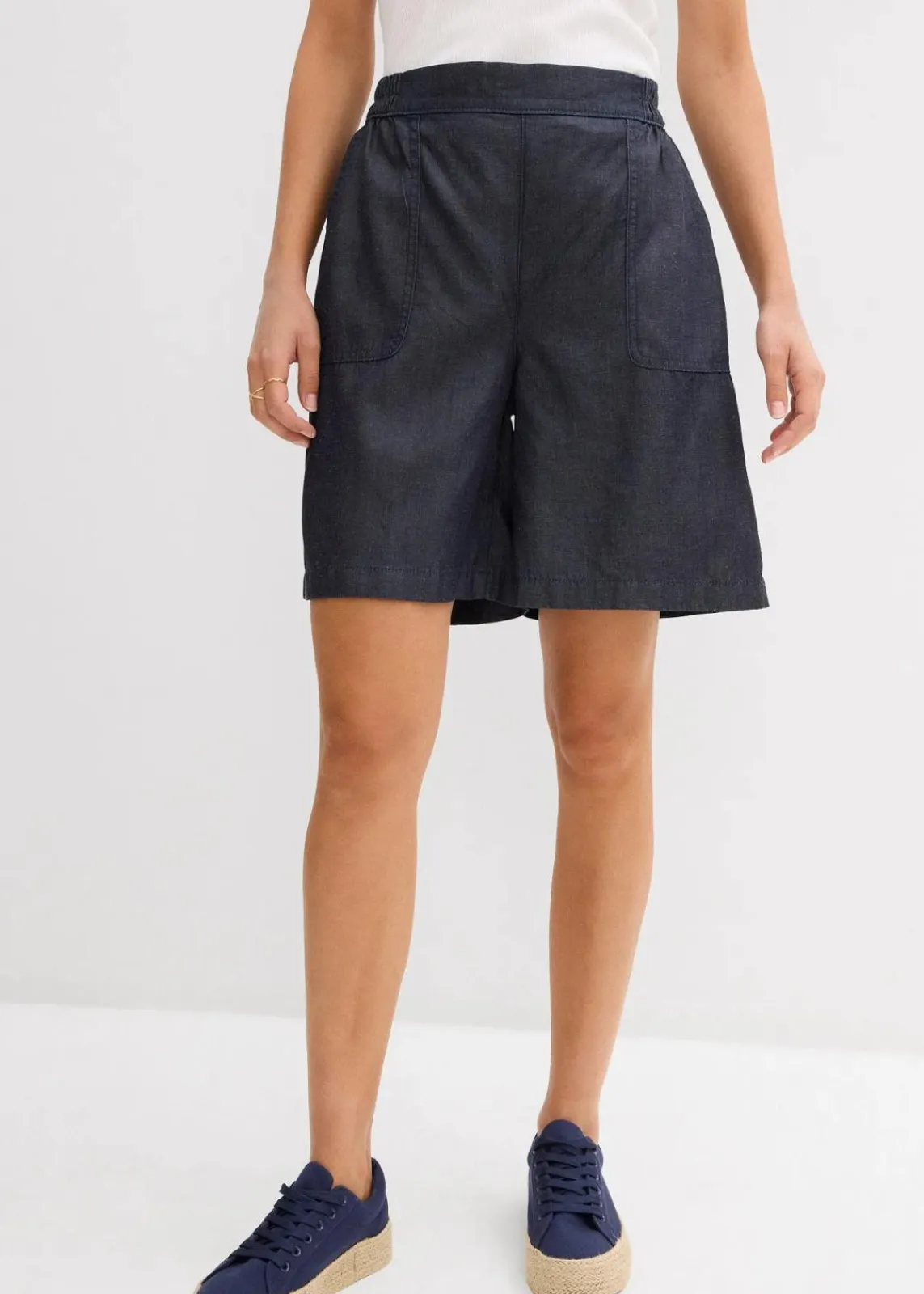 bonprix Bekleidung·Outdoorbekleidung|Bekleidung·Kleider^Schlupf-Shorts mit kühlendem Leinenanteil dunkelblau denim