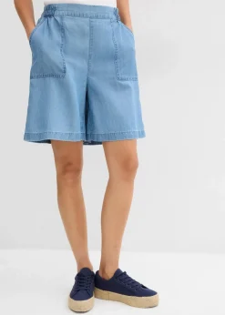bonprix Hosen|Shorts^Schlupf-Shorts mit kühlendem Leinenanteil hellblau denim