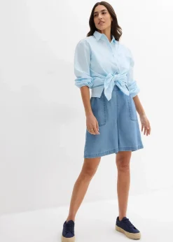 bonprix Hosen|Shorts^Schlupf-Shorts mit kühlendem Leinenanteil hellblau denim