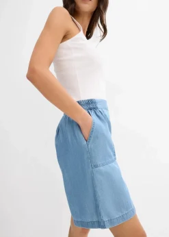 bonprix Hosen|Shorts^Schlupf-Shorts mit kühlendem Leinenanteil hellblau denim
