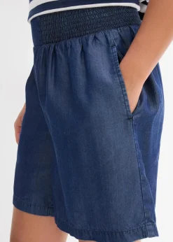 bonprix Bekleidung·Outdoorbekleidung|Bekleidung·Kleider^Schlupf-Shorts mit Smockbund dunkelblau denim