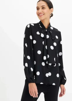bonprix Bekleidung·Jacken & Mäntel|Blusen & Tuniken^Schluppenbluse schwarz/weiß gepunktet