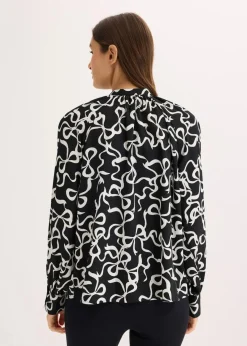 bonprix Blusen & Tuniken|Nachhaltigere Materialien^Schluppenbluse schwarz/weiß bedruckt