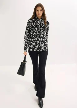 bonprix Blusen & Tuniken|Nachhaltigere Materialien^Schluppenbluse schwarz/weiß bedruckt