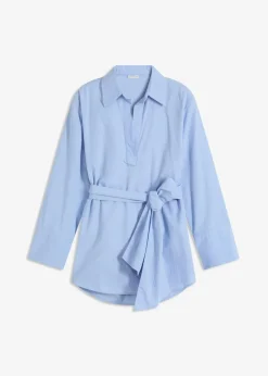 bonprix Blusen & Tuniken|Bekleidung·Jacken & Mäntel^Schluppenbluse aus reiner Baumwolle perlblau