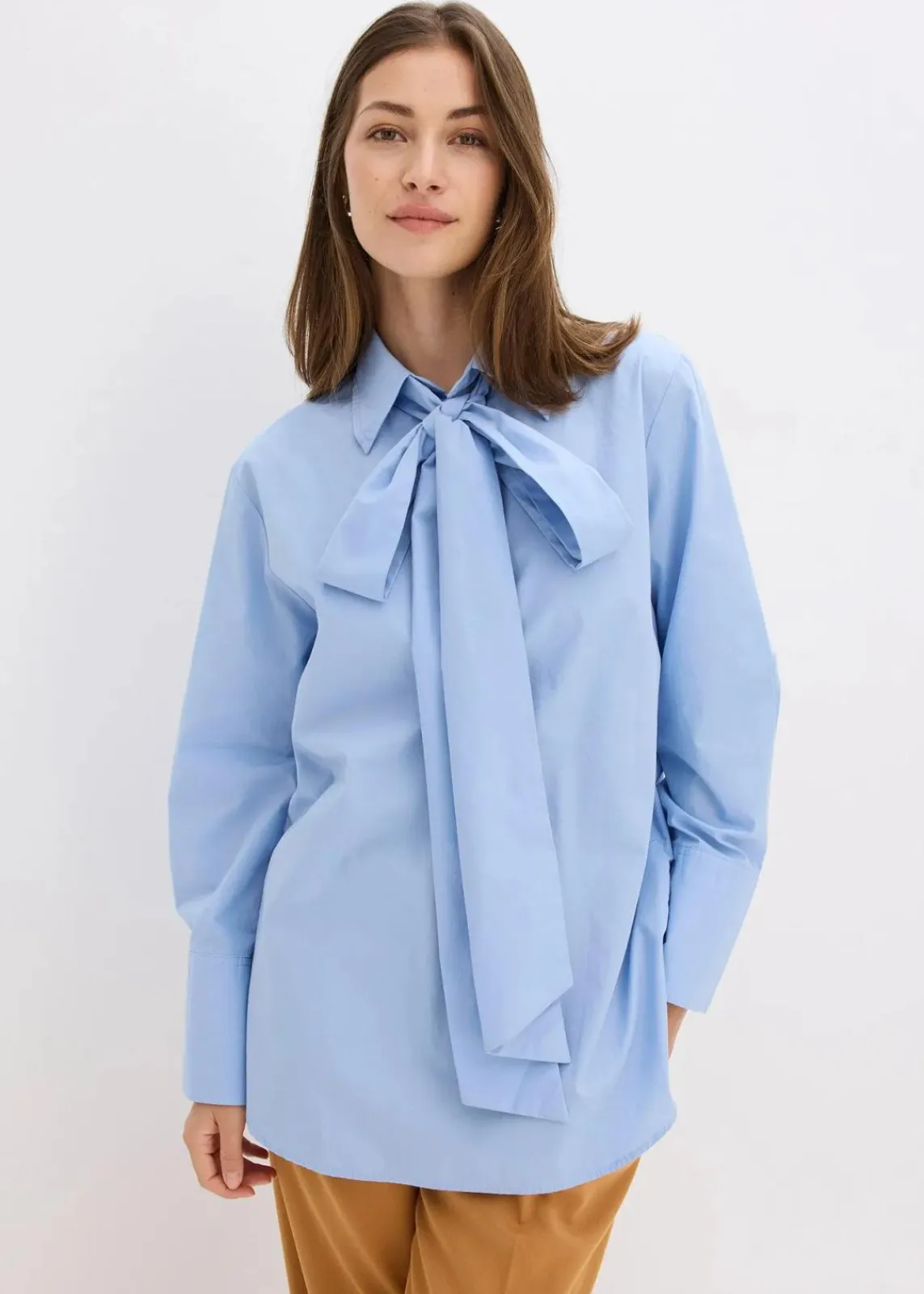 bonprix Blusen & Tuniken|Bekleidung·Jacken & Mäntel^Schluppenbluse aus reiner Baumwolle perlblau