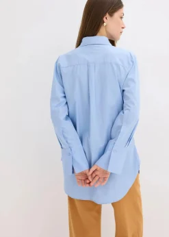 bonprix Blusen & Tuniken|Bekleidung·Jacken & Mäntel^Schluppenbluse aus reiner Baumwolle perlblau
