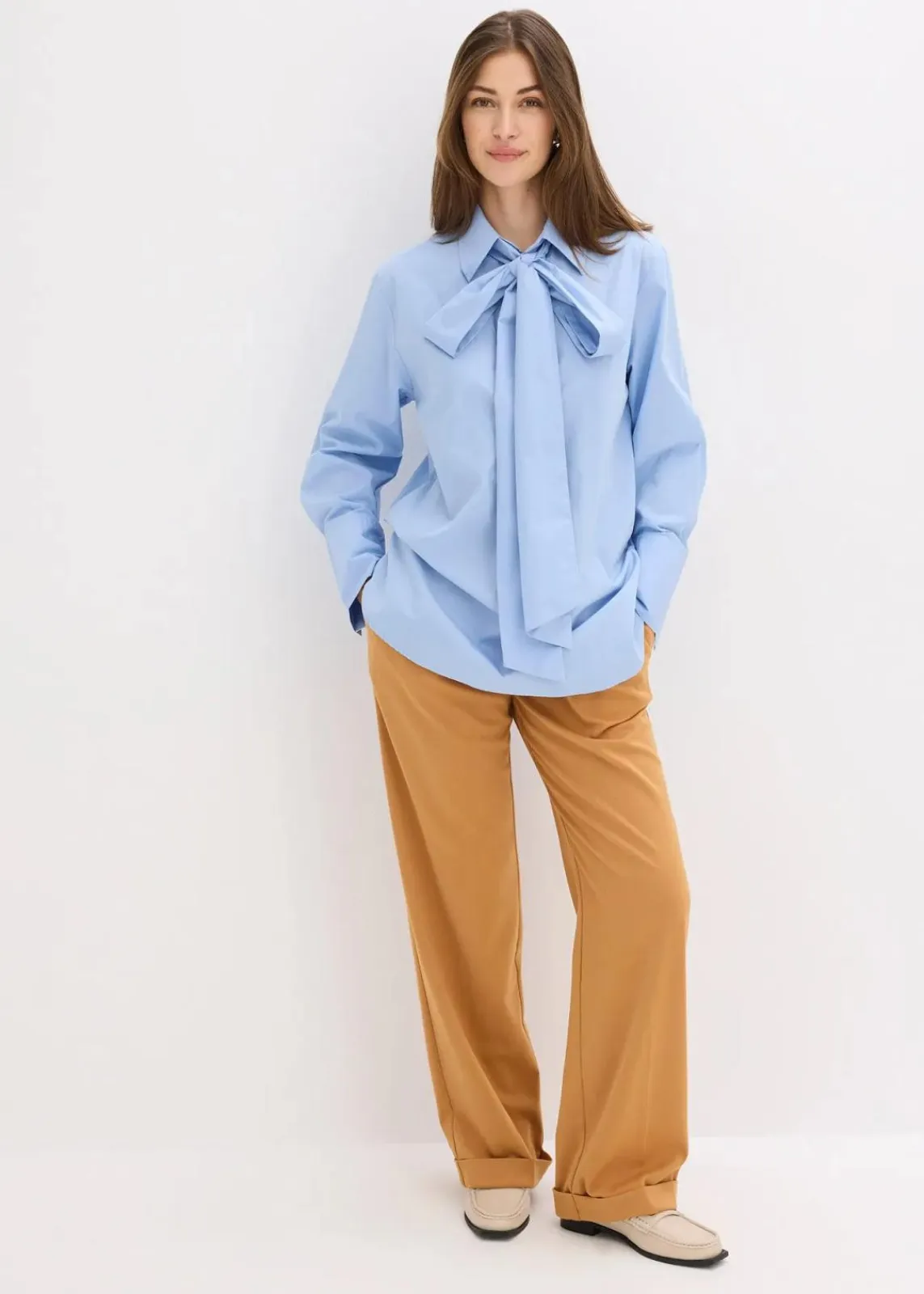 bonprix Blusen & Tuniken|Bekleidung·Jacken & Mäntel^Schluppenbluse aus reiner Baumwolle perlblau