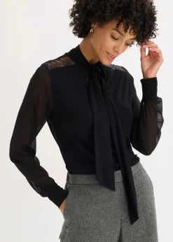 bonprix Shirts & Tops^Schluppenshirt mit Spitze schwarz