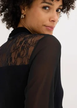bonprix Shirts & Tops^Schluppenshirt mit Spitze schwarz