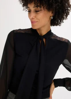 bonprix Shirts & Tops^Schluppenshirt mit Spitze schwarz