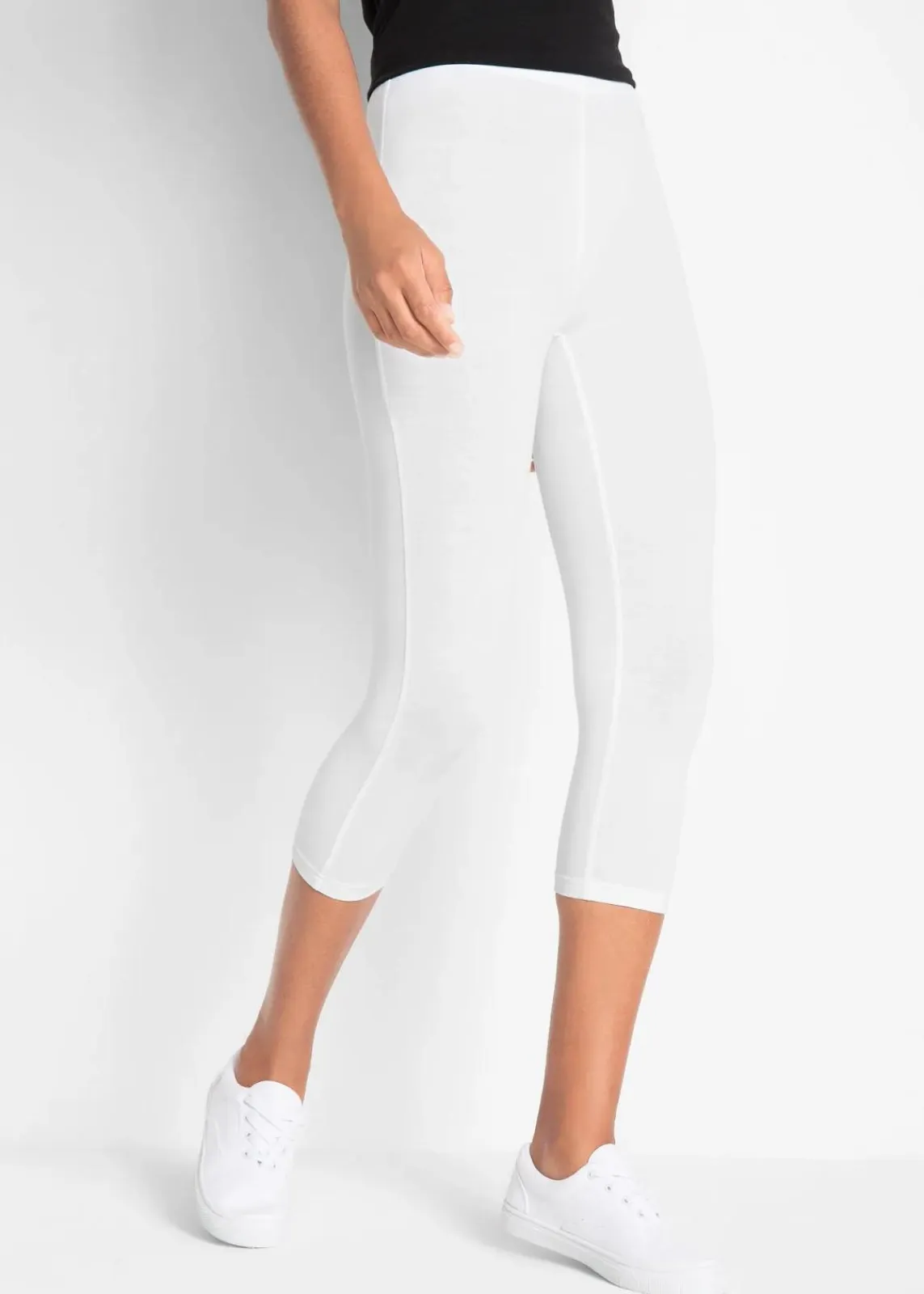 bonprix Hosen|Basics^Schmal geschnittene Capri-Leggings (2er Pack) weiß+schwarz