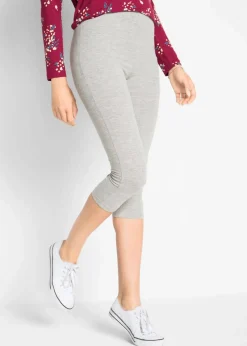 bonprix Hosen|Basics^Schmal geschnittene Capri-Leggings (2er Pack) hellgrau meliert+schwarz