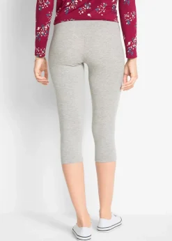 bonprix Hosen|Basics^Schmal geschnittene Capri-Leggings (2er Pack) hellgrau meliert+schwarz