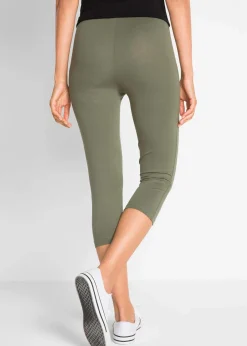 bonprix Hosen|Basics^Schmal geschnittene Capri-Leggings (2er Pack) oliv+schwarz