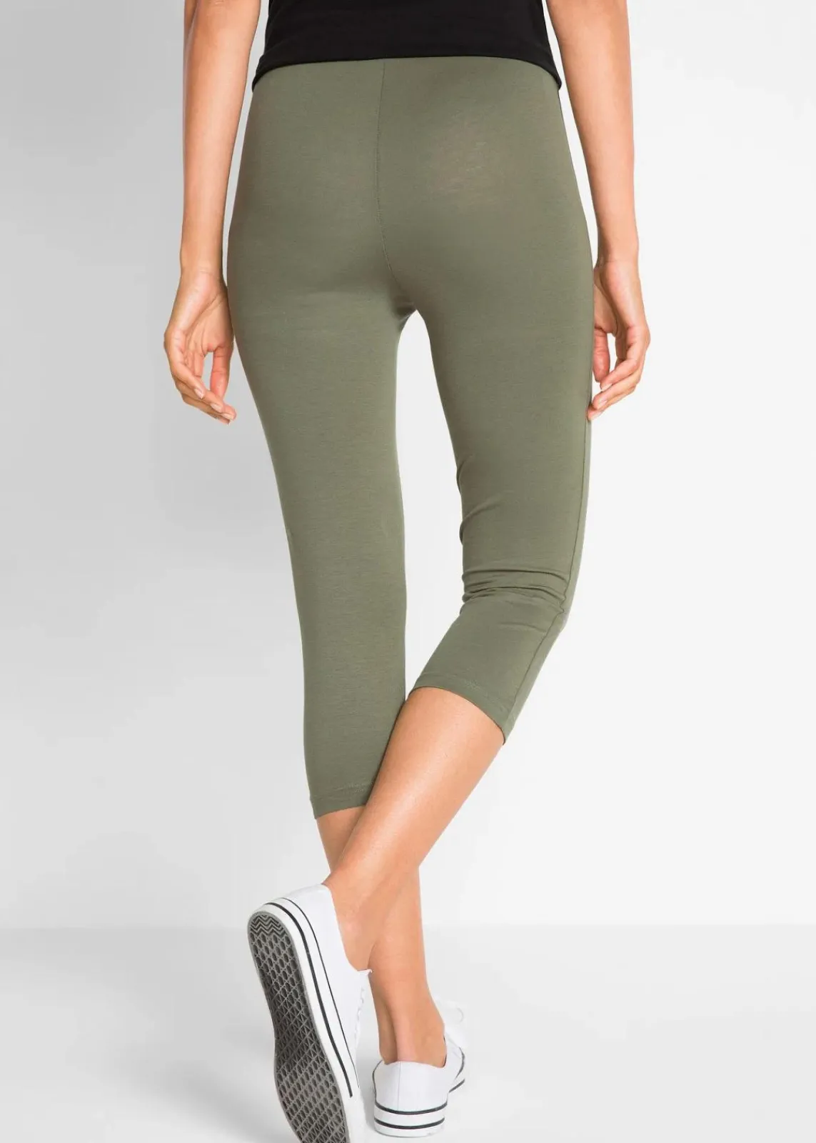 bonprix Hosen|Basics^Schmal geschnittene Capri-Leggings (2er Pack) oliv+schwarz