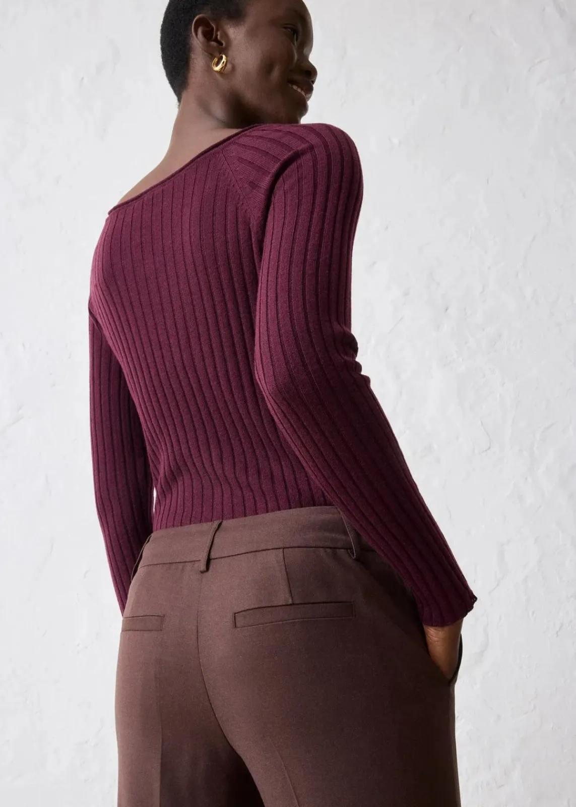 bonprix Bekleidung·Kleider|Hosen^Schmale Hose mit weichem Wollanteil dunkelbraun