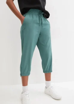 bonprix Hosen|Sportbekleidung^Schnelltrocknende Funktionshose in Capri-Länge graugrün
