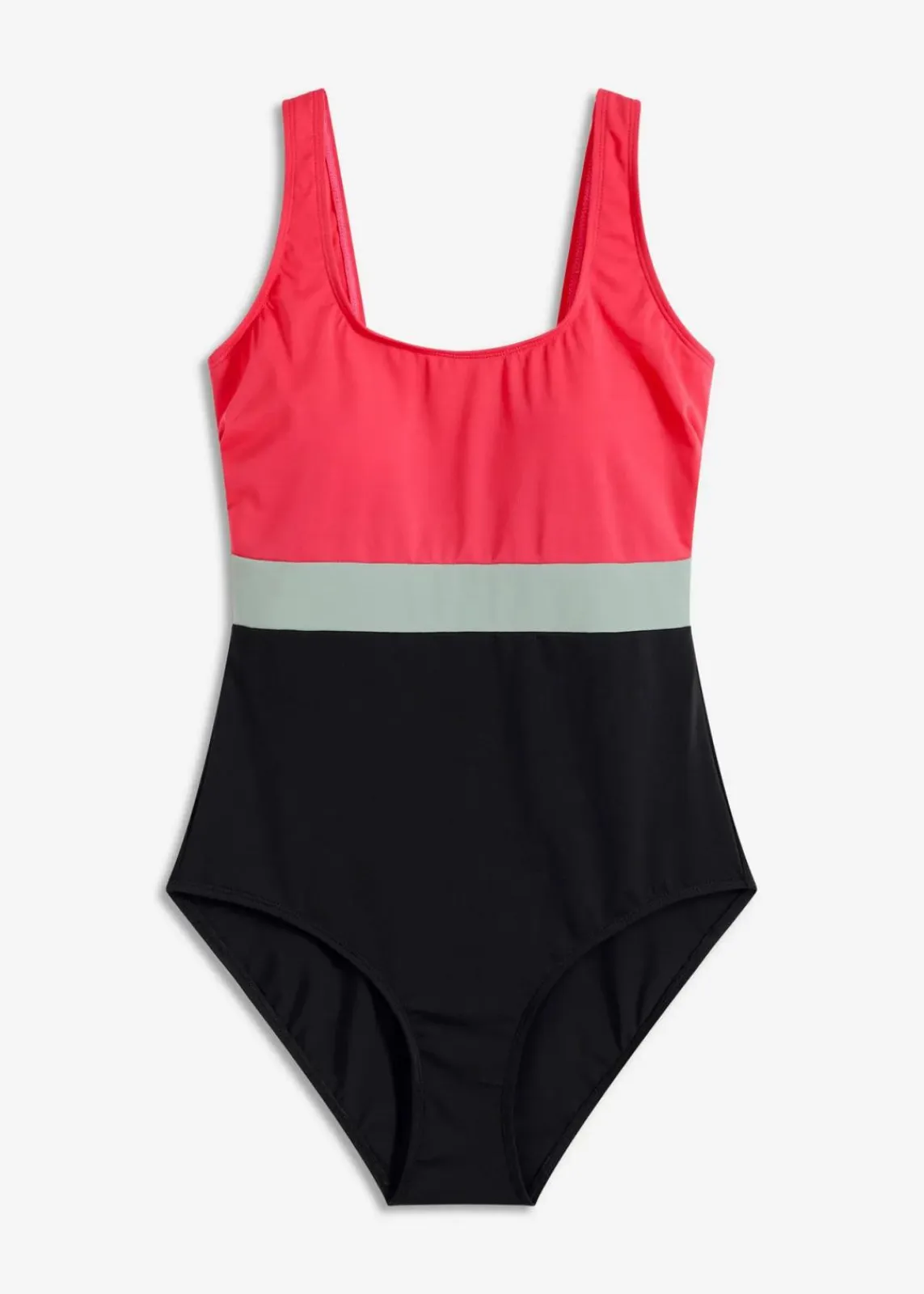 bonprix Sport Bademode|Badeanzüge^Schnelltrocknender Badeanzug mit Colorblocking pink/schilf/schwarz