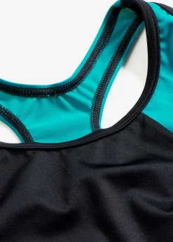 bonprix Nachhaltigere Materialien|Sport Bademode^Schnelltrocknender Sport-Badeanzug mit Racerback schwarz/smaragd