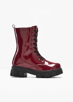 bonprix Boots^Schnürboots in Lack-Optik ahornrot lack