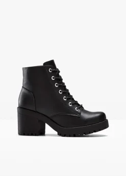 bonprix Boots|Schuhe & Accessoires In Spezialgrößen·Schuhe In Übergröße^Schnürboots mit Blockabsatz schwarz