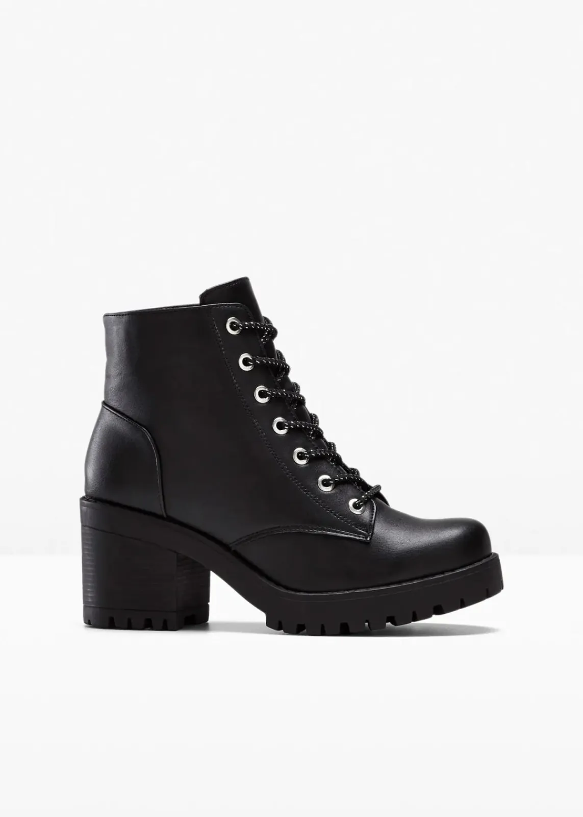 bonprix Boots|Schuhe & Accessoires In Spezialgrößen·Schuhe In Übergröße^Schnürboots mit Blockabsatz schwarz