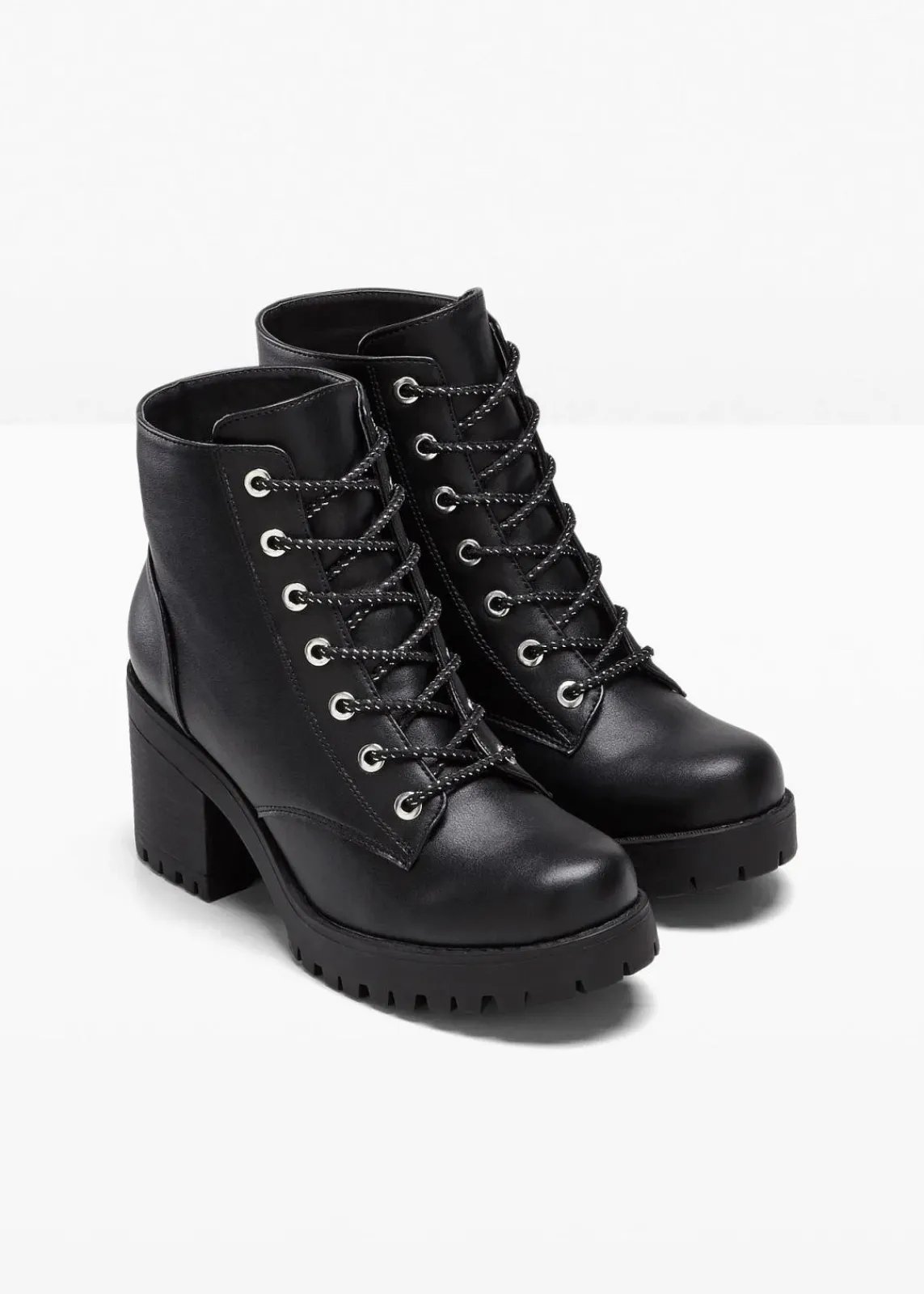 bonprix Boots|Schuhe & Accessoires In Spezialgrößen·Schuhe In Übergröße^Schnürboots mit Blockabsatz schwarz